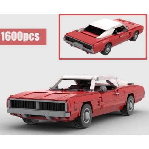 2021 New 1600PCS Classic Muscle Car Chargers Fit DIY Model 1969 MOC-37066 Building Blocks Bricks Kids for Toys Gifts Children