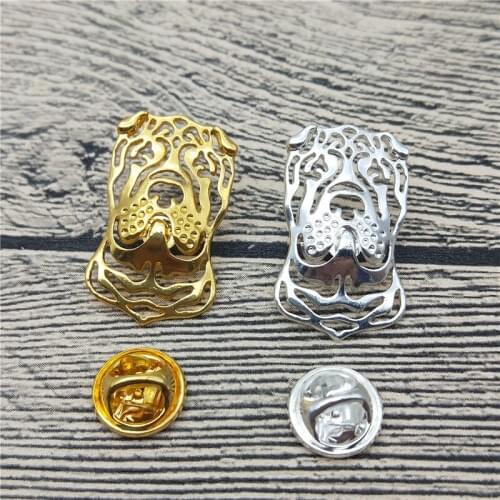 New Chinese Shar Pei Brooches and Pins Trendy Animal Metal Suit Brooches Men Fashion Pet Jewellery