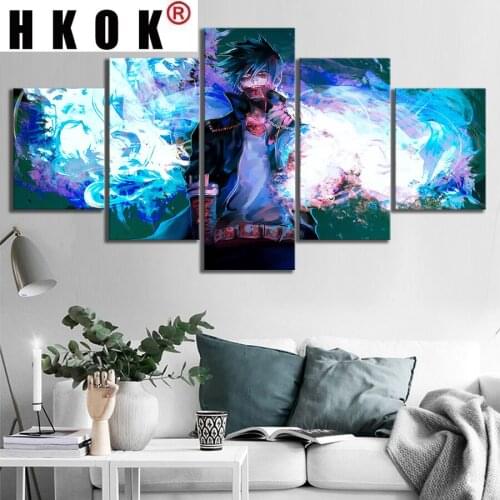HKOK Printed Poster Painting Dabi Blue Flames My Hero Academia Anime Canvas Wall Art Home Decor Modern Modular Type For Room