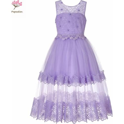 Popodion flower girl dresses lace beading dress elegant girls gowns FGD10112