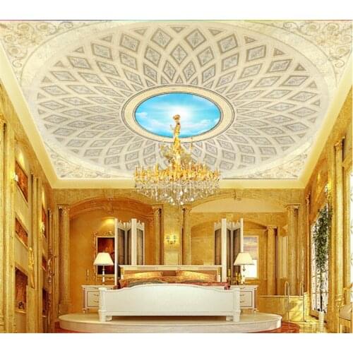 Beibehang Custom Hotel Living Room Ceiling 3d Wallpaper European Classical Pattern Sky Ceiling 3d wallpaper papel murals