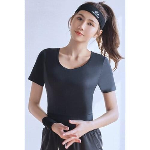 RANMO Short Sleeve Women Yoga Tops Open Back Running Clothes Pilates Loose Workout Sportswear Quick Dry Dance Shirts