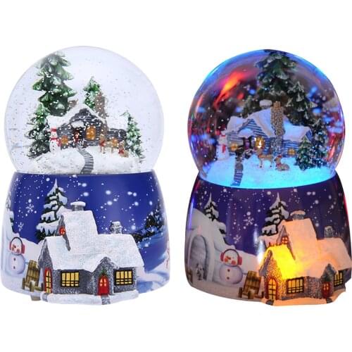 Christmas Snow Globe Music Box Light Snowflakes House Rotate Crystal Ball For Birthday New Year Christmas Gift Christmas Decor