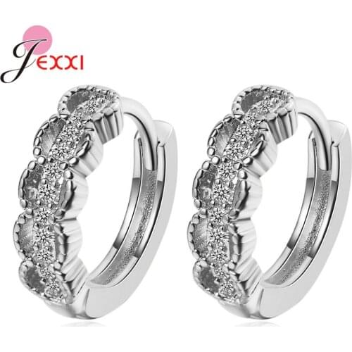 Authentic 925 Sterling Silver Jewelry Bright Crystal Hoop Earrings For Women Girls Clear Sparkling CZ Fashion New Brincos