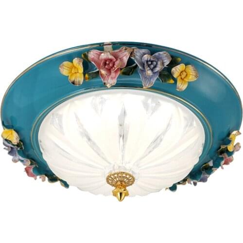 Modern Ceramic Led Ceiling Light Bedroom Room Light Round Blue Mediterranean Entry Light Porch Light Positive Desk Lamp