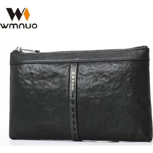 Wmnuo 2020 Clutches Bag Men Letter Knit Envelope Bag Hand Bag Cow Genuine Leather Wallet For Male Clutch Business Wristlets