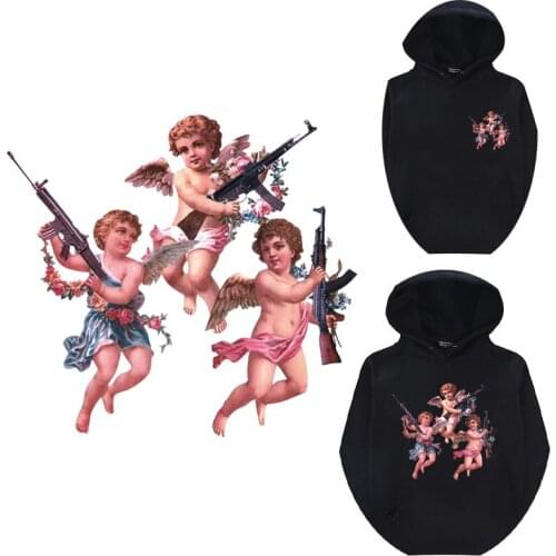 Iron on Angel Patches for Kids Clothing DIY T-shirt Dresses Applique Heat Transfer Vinyl Washable wings Stickers Thermal Press