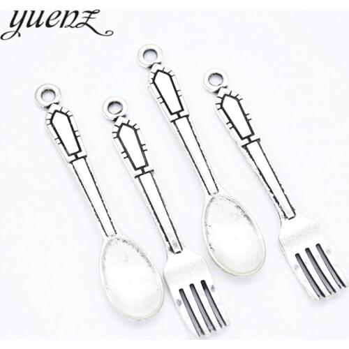 YuenZ 8pcs Antique silver color alloy Metal Spoon fork pendant Charms for Jewelry Making Diy Handmade Jewelry J398