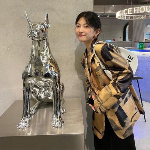 Spring Vintage Satin Portrait Pattern Print Long Sleeve Single-breasted Blazer Women Loose Casual Suit Jacket Jaqueta Feminina