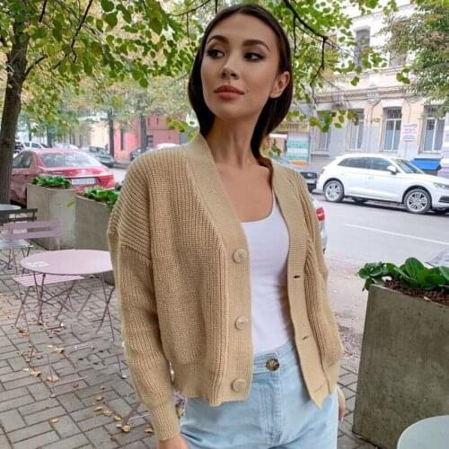 Women Knitted Sweater Cardigan Fashion 2021 Autumn Female Tops Long Sleeve Loose Coat Casual Button Thick V Neck Solid Cardigans