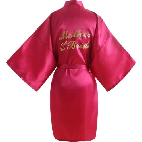 Mather of the Bride Red Bridesmaid Robes with Glittering for Wedding Bridal Party Womens Short Silky Satin Robe One Size