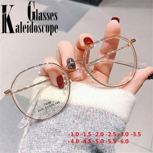 -1.5 -2.0 -2.5 -3.0 -3.5 -4.0 Polygon Myopia Glasses Women Men Vintage Clear Lens Eyeglasses Students short-sighted Eyewear -1.0
