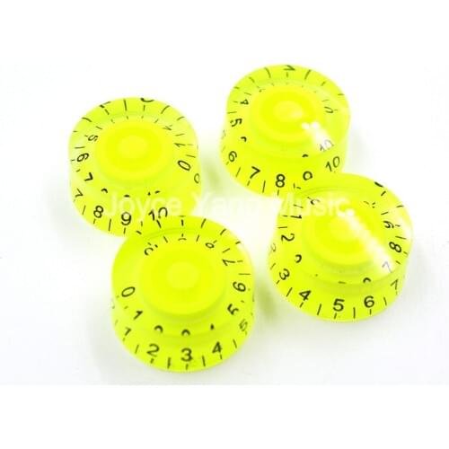 1 Set of 4pcs Niko Transparent Fluorescent Yellow Electric Guitar Knobs For LP SG Style Electric Guitar Free Shipping Wholesales