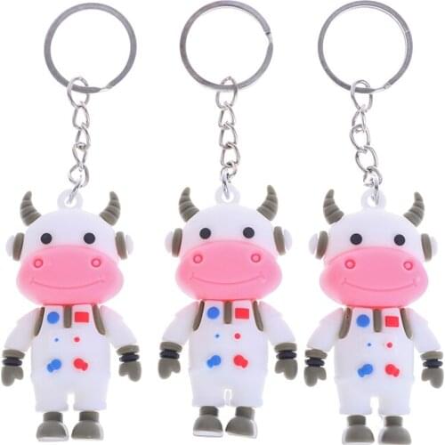 1pcs 2021 Year Of The Cow Keychain Space Cattle Keychain Car Bag Pendant Keyring