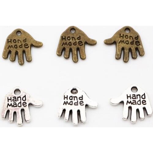12x12mm 40pcs Antique Silver Plated Bronze Plated Hand Handmade Charms Pendant:DIY for bracelet necklace