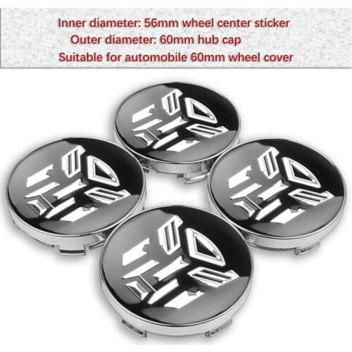 4PCS 56+60mm Car Wheel Center Hub Caps Cool Autobots Logo Transformers Emblem Badge Rims Covers Stickers Decal Auto Accessories