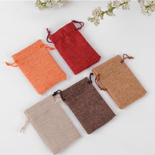 100pcs/lot 7x9 cm Various Sizes Burlap Jute Sackcloth Linen Bags Drawstring Pouches For Christmas Wedding Gift Packing Bag