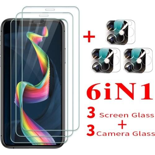6 In 1 for iphone 12 Pro Max mini Glass Screen Protector Safety Protective Film HD for iphone 11 12 pro Camera Protection Glass