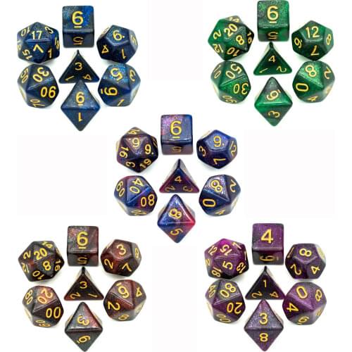 7pcs/set Galaxy DND Dice D&D Dice D4 D6 D8 D10 D% D12 D20 Polyhedral Games Dice Set for MTG RPG