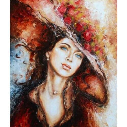 5D DIY Diamond Painting Full Square/Round Drill " Hat Woman" 3D Rhinestone Embroidery Cross Stitch Gift Home Decor Gift
