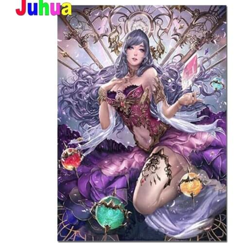 Anime Portrait Lady 5D DIY Diamond Painting Fantasy Girl Full Drill Diamond Embroidery Beaded Mosaic Cross Stitch Kits Handmade