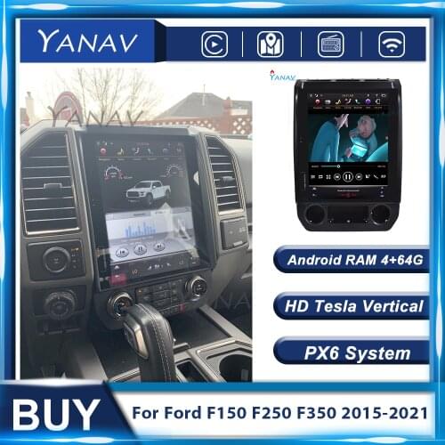 Car Radio Android GPS Navigation Multimedia Palyer Tesla Vertical For Ford F150 F250 F350 2015-2021 Stereo Receiver Head Unit
