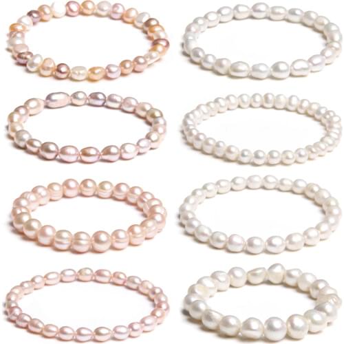 Natural Freshwater Pearls Bracelets Women 2020 браслет Handmade White Baroque Pearls Beads Elastic Bracelet Men Fashion Jewelry