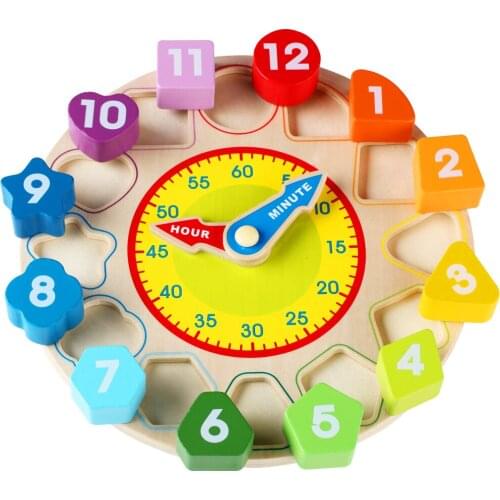 Wood Little Clock Puzzle Toys for Children Kids Time Cognition Colorful Watch Toy Montessori Toys Early Learning Preschool Home