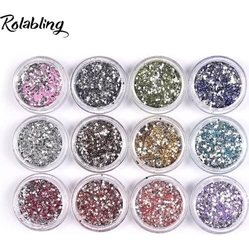 12 pots/set Holographics Silver Nail Glitter Powder Nail Sequins Pigments Nail Art Flakes Decoration DIY Polish Tools Nail Tips