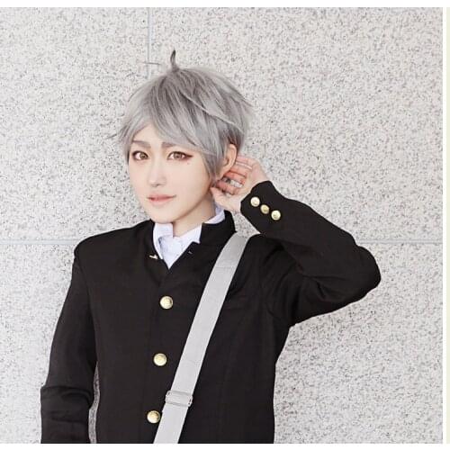 Haikyuu!! Sugawara Koushi Cosplay Wig Short Gray High Temperature Fiber Hair Costume Play Wigs High Quality Rose Network