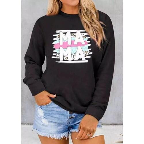 Mama Leopard Long Sleeve Womens Sweatshirt MAMA Pullover Harajuku style Sweats women Fashion casual Vintage Top