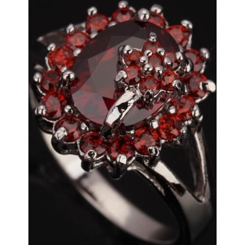 Amazing Red Garnet Silver Plated Argent Party Jewelry Ring Size 6 / 7 / 8 / 9 S0365 S0368 S0369