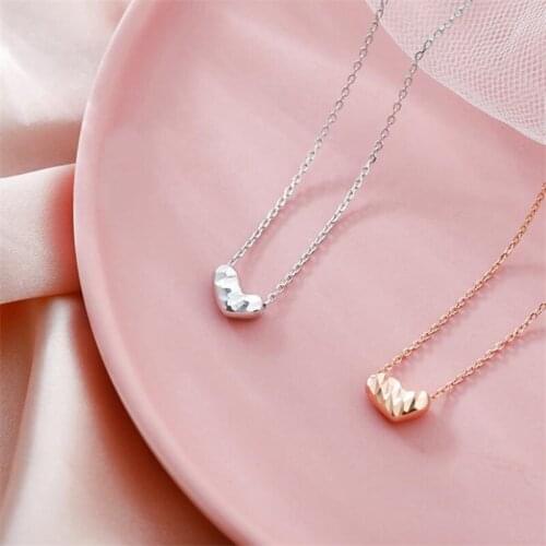 Cute Heart Necklace Girls Rose Gold Chain Clavicle Accessories Vintage Silver Plated Women Choker Necklaces For Lady Gift
