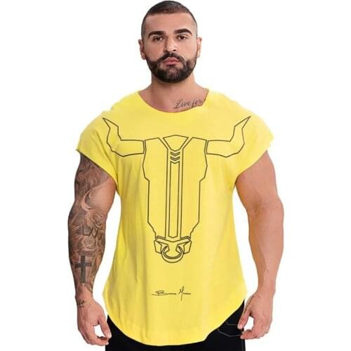New Mens Gyms Fitness Bodybuilding Skinny T-shirt Summer Casual Fashion Print Male Cotton Tee shirt Tops Crossfit Clothing