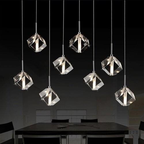 Transparent Crystal LED Dining Room Bar Pendant Light Modern Fashion Lamps For Home Living Room Simple Creative ZM1021