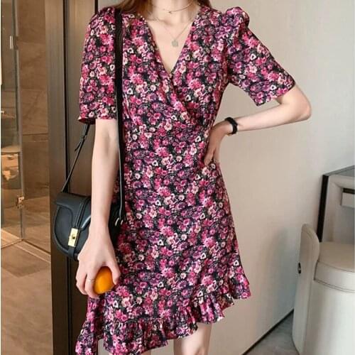 Plus Size V Neck Floral Mini Vintage Casual Spring Beach Summer Clothes Dress For WomenS Vetement Femme 2021 Sukienka Sundress