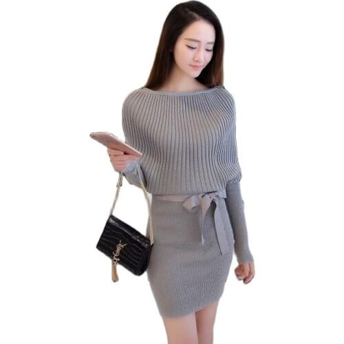 Spring 3202 female Korean fashion slim slim package hip bat sleeve knit dress dress a 37