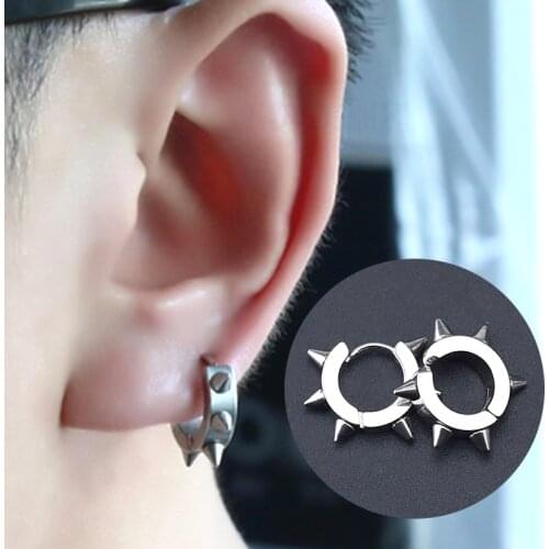 Boho Jewelry Clip Earring Pendants Gold Earring For Men Hoop Earrings Round Ball Stainless Steel Woman Asymmetrical Earrings