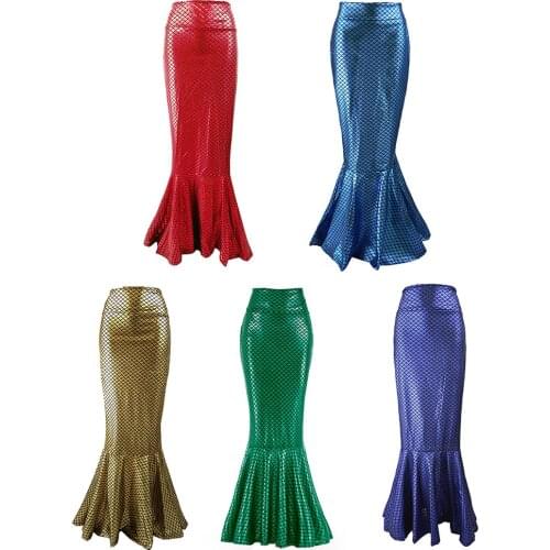 Mermaid Skirts Womens Sexy Bodycon Long Skirts for Women Cosplay Trumpet Fish Scale Print Green Mini Woman Skirts Mujer Faldas