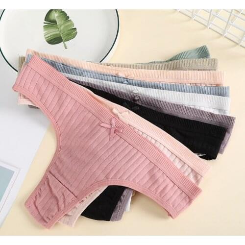 Womens Cotton G-String Thong Sexy Panties for Women String Briefs Underwear Intimate Lingerie Ladies T-back Low-Rise