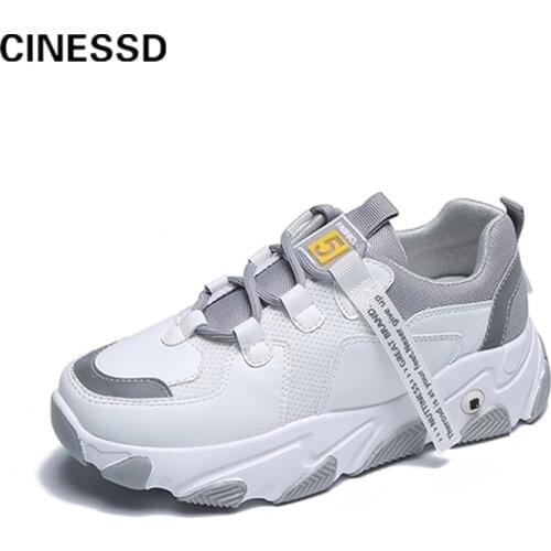 Women Chunky Sneakers Vulcanized Mesh Lace Up Shoes Female Comfortbale Flat Woman Platform Ladies Fashion Casual Footwear