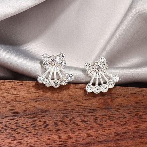 Bow Stud Earring Crystal Earrings For Women Korean Fashion Simple Ear Jewelry Party Wedding Jewelry Gift