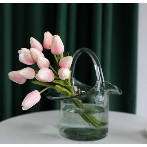 1 Bouquet Artificial Tulip Charming DIY Faux Leather Wedding Props Fake Flower Bouquet for Table