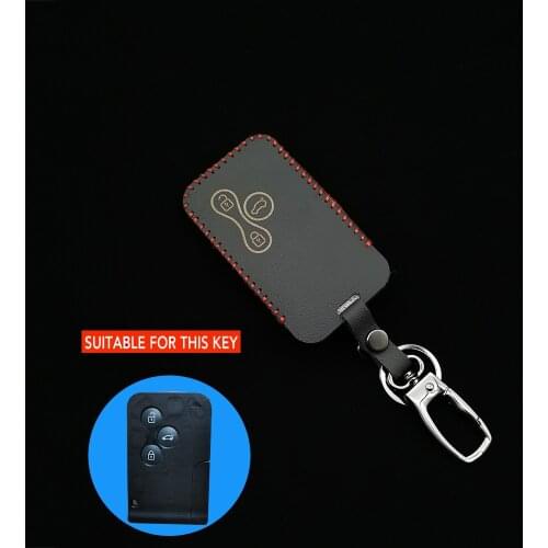 100% Leather Car Key Case For Renault Clio Logan Megane 2 3 Koleos Scenery Card Remote Control Cover Accessories Protect Shell