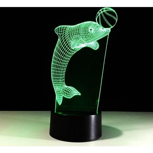 2019 Lovely Naughty 3D Dolphin Design LED Table Lamp with USB Cable NightLights as Children & Kids Gifts