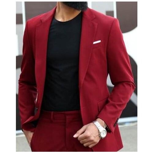 2019 Custom Made Red Men Suit For Wedding Casual Summer Suits Slim Fit 2 Piece Tuxedo Terno Masculino Blazer (Jacket+Pant)