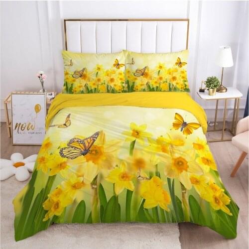 3D Flower Design Duvet Cover Set Bedding Sets Comforter Case and Pillowcase King Queen Full Twin Size Linens Bed
