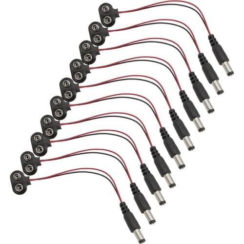 50pcs T Type 9V DC Battery Snap Power Connector Cable Plug Clip Barrel Jack Connector Adapter for Arduino Uno R3 DIY T type