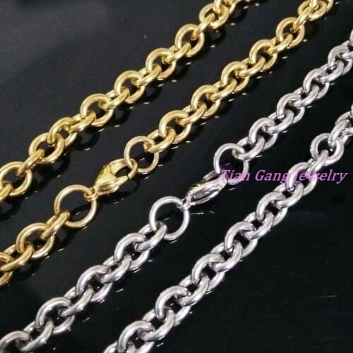 7"-40" High Quality Mens Necklaces Silver Color Gold Color Chain Link Necklace Stainless Steel 8mm Width O Word Chain Wholesale