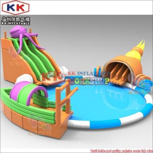 KK Workshop Low Prices Commercial Sea World Octopus Theme Water Park Adult Inflatable Water Park With Pool